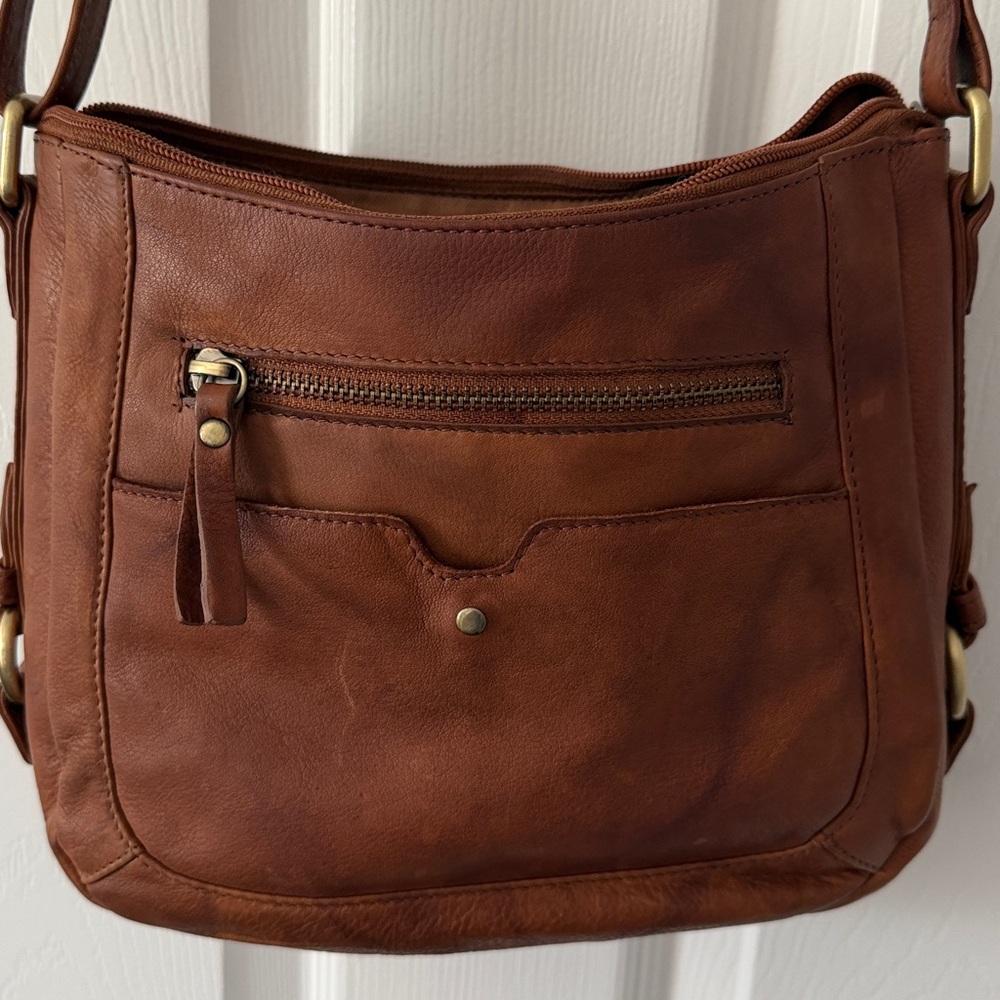 Brown Leather Purse with adjustable strap